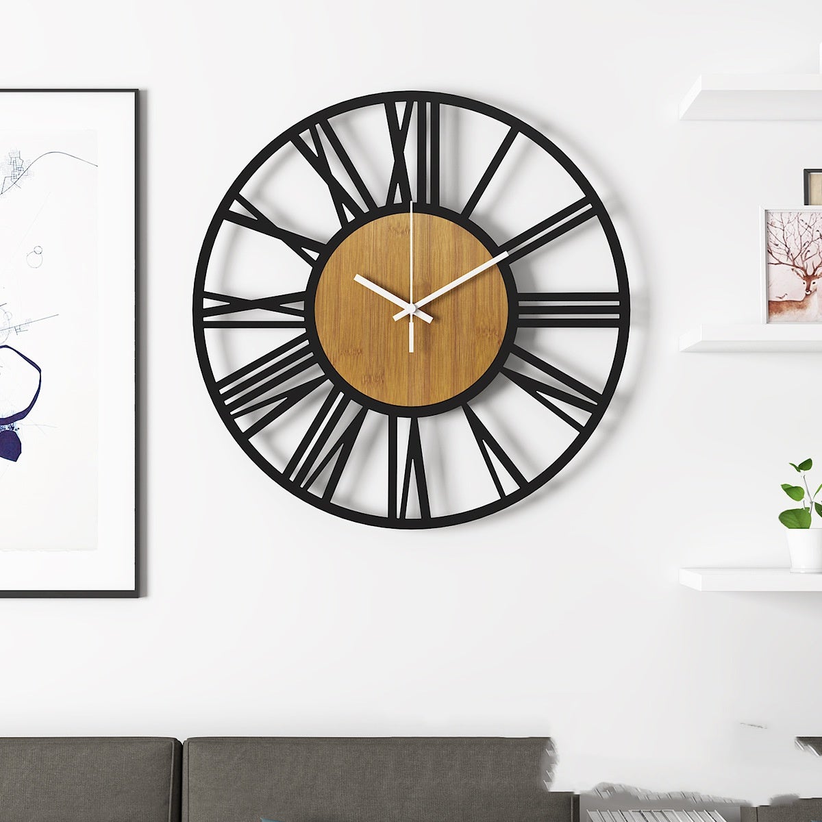 Horloge murale en fer, horloge silencieuse de luxe simple et créative pour la maison, le salon et la chambre à coucher, 34,2 cm - 2