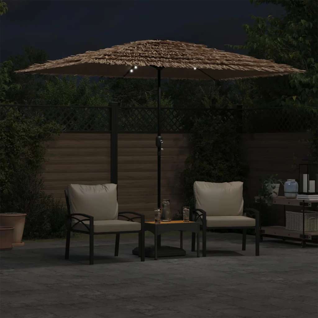 vidaXL Parasol de jardin avec LED et mât en acier marron 300x200x250cm - 4