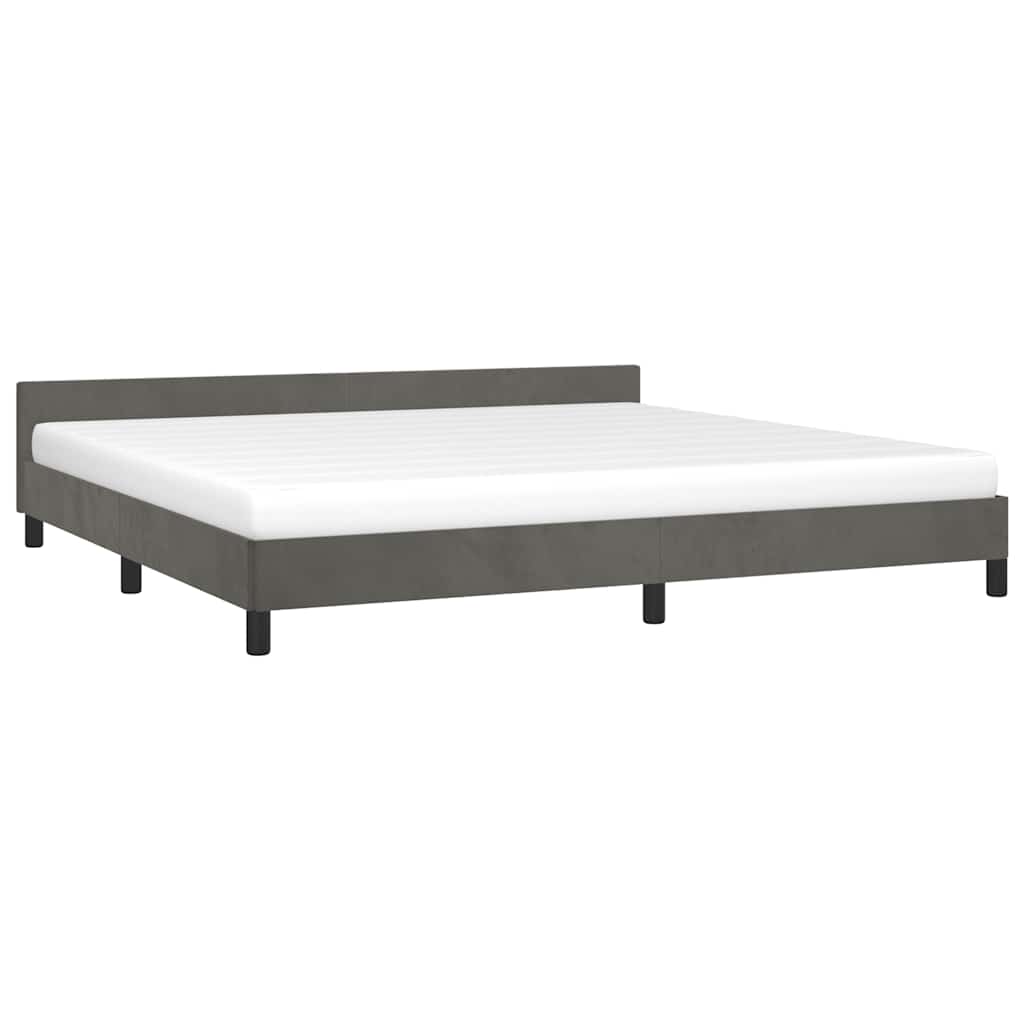 Cadre de lit sans matelas gris foncé 200x200 cm velours - 3