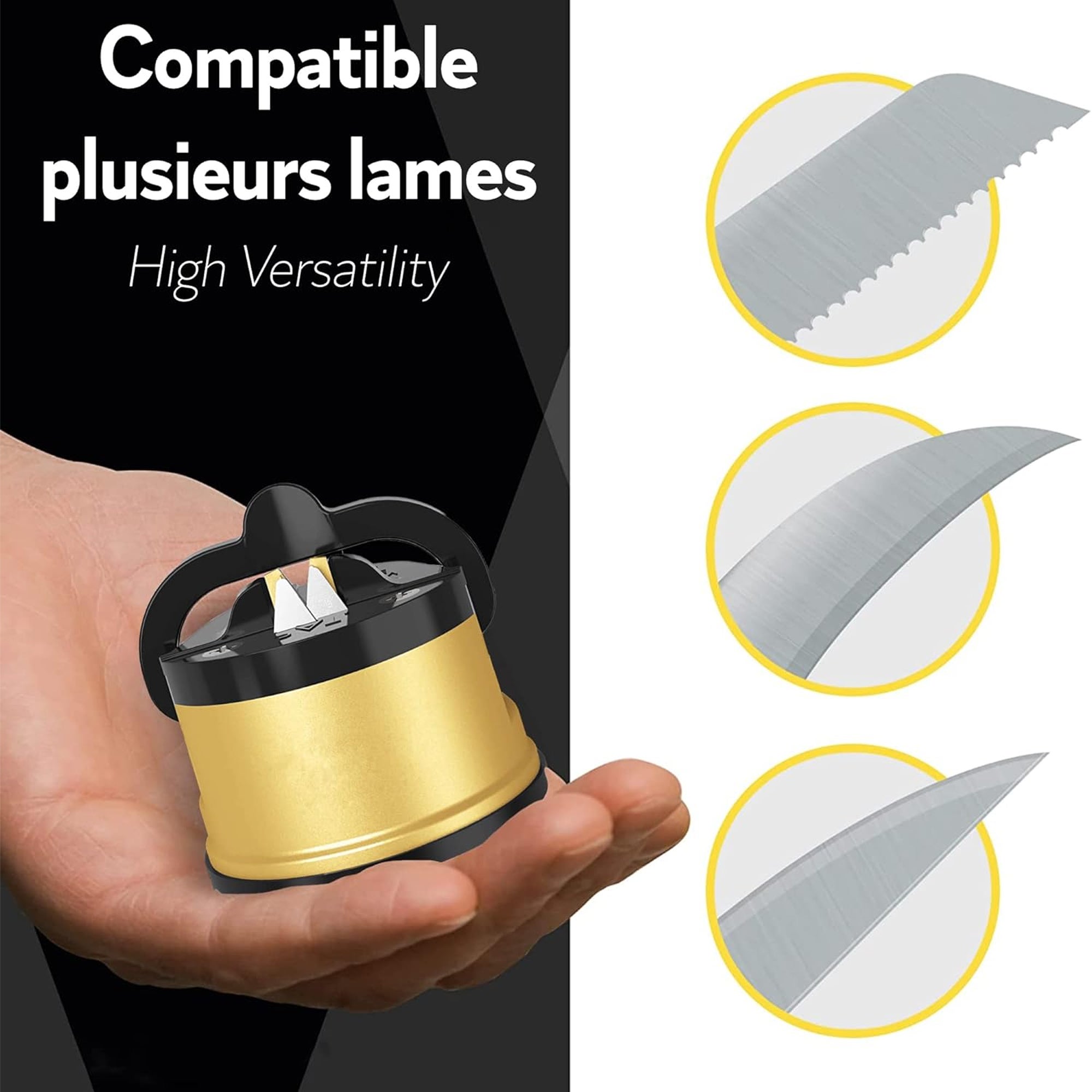 FISHTEC Affilacoltelli da cucina con ventosa antiscivolo, Compatibile con 3 tipi di lame, Fissa e affila, Strumento di affilatura professionale - 2