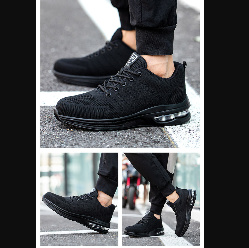 Chaussures de Securité Hommes Femmes Legere Basket de Securite Respirante Confortable Chaussure de Travail avec Embout en Acier Noir Taille 41 - 9