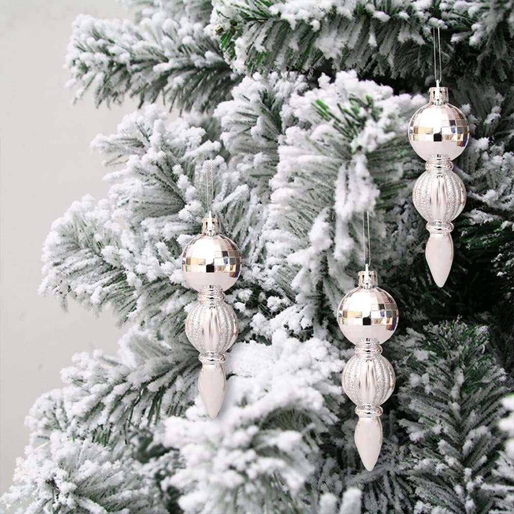 Bolas de Natal, enfeites para árvore de Natal, 6 peças, pingentes decorativos longos para árvore de Natal - 3