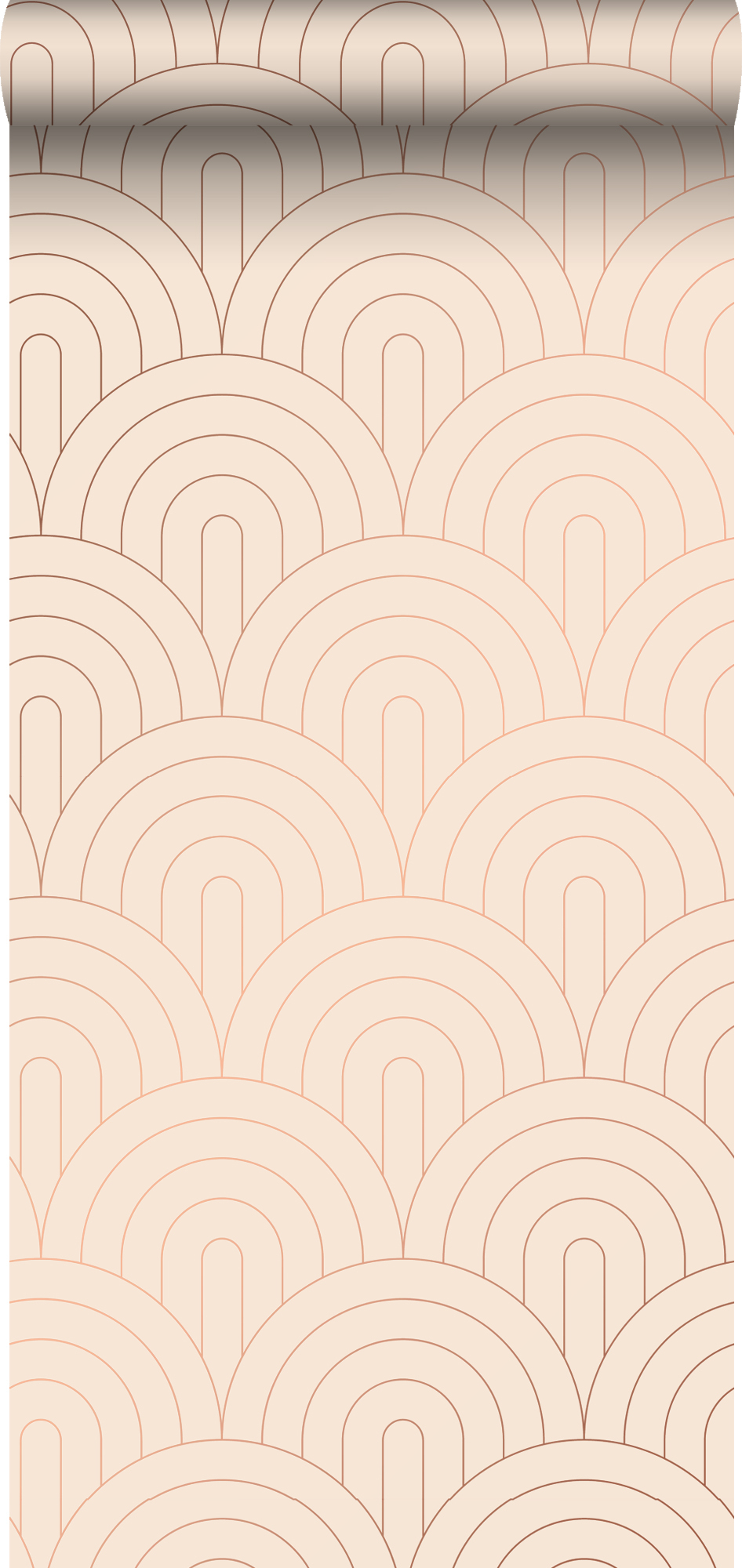 Papel pintado arte deco rosa melocotón claro y oro rosa - 0,53 x 10,05 m - estahome