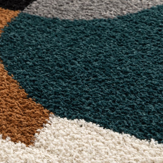 Tapis style berbère - Terre ancestrale - Bleu canard, camel - 120 x 170 cm - 3