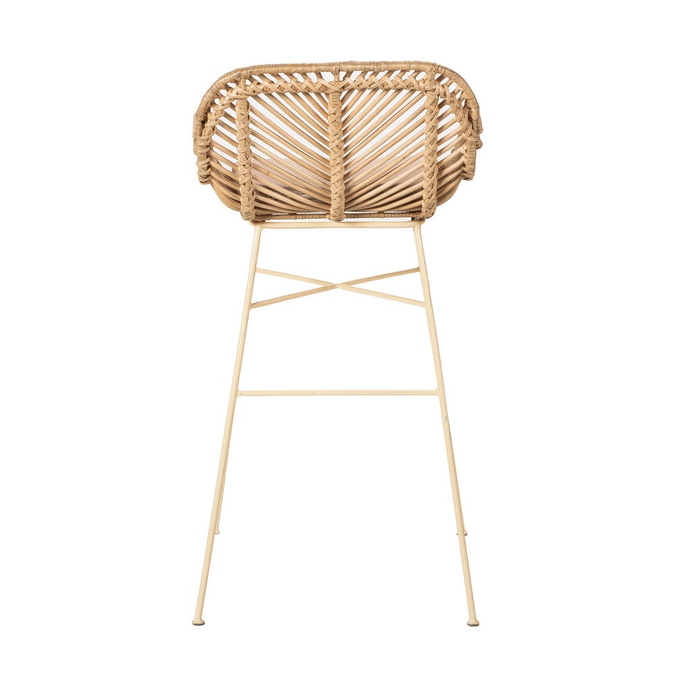 Nunuhai - Lot de 2 tabourets de bar en rotin pieds beiges 76cm - Beige - 8