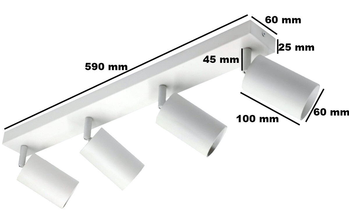 Lampa sufitowa wisząca Qualis biała 4xGU10x40W listwa wym: 14 x 59 x 6 cm metal IdeaLED - 3