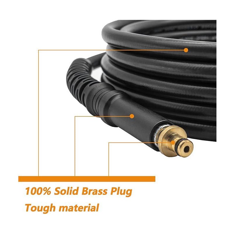 Zamienny wąż wysokociśnieniowy o długości 6 m, złączka 10 mm x M22, złączka węża do myjki wysokociśnieniowej Kärcher K2 (starszy model).