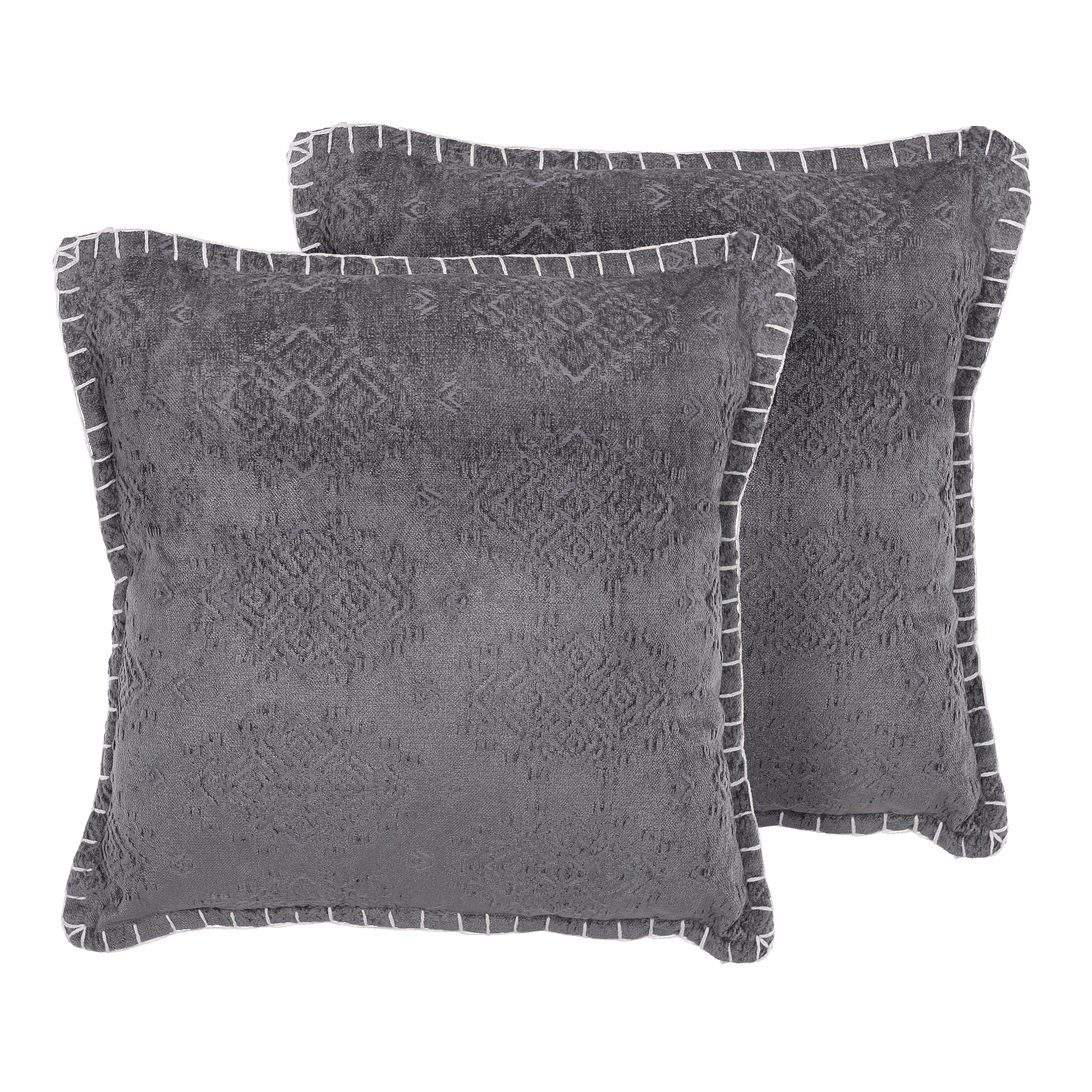 Beliani conjunto de 2 cojines decorativos melur 45 x 45 cm gris liso