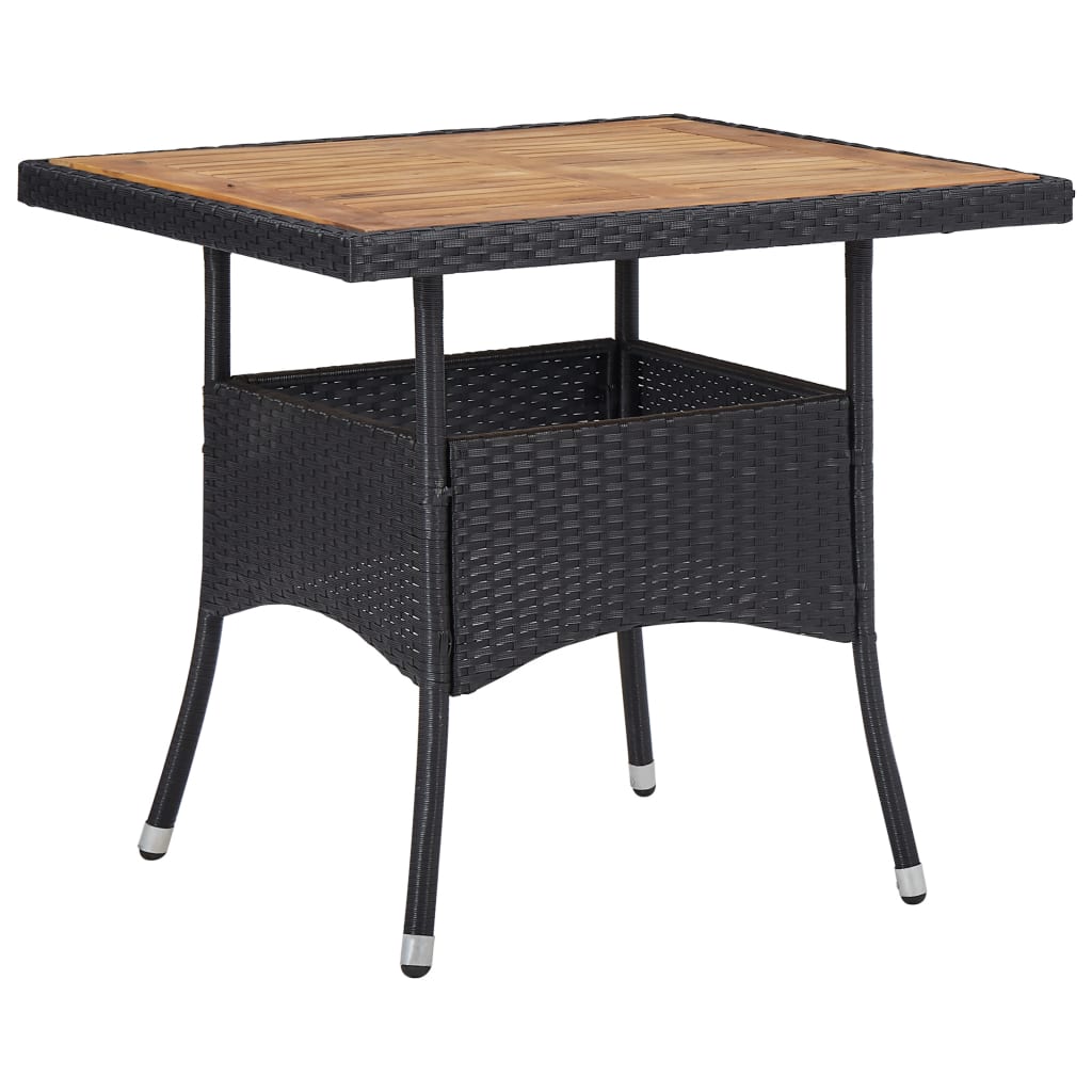 Ensemble à dîner de jardin 3 pcs Noir Résine tressée et acacia 3 - 2