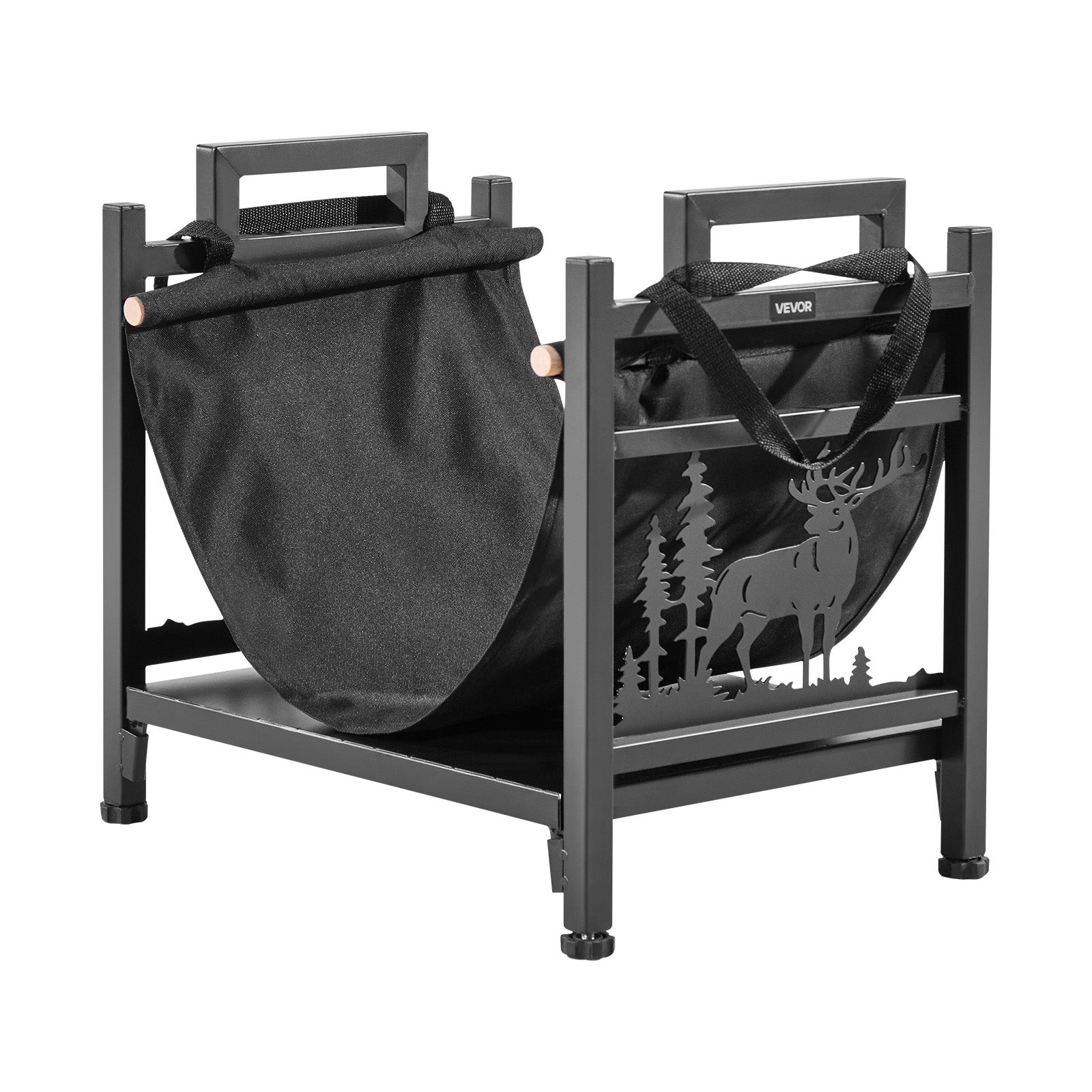 Support à bois VEVOR chauffage d'intérieur, range-bûches incurvé 450 x 315 x 415 mm, avec support en toile, charge 18,1 kg, en acier thermolaqué - 9