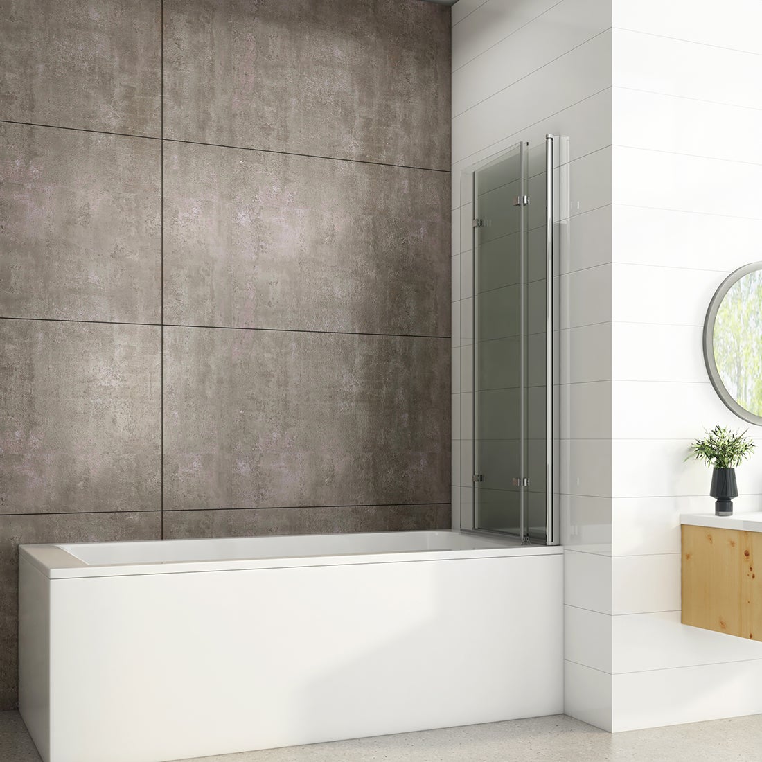 Heilmetz Pare baignoire Pivotant 3 Pièces de Verre pliable écran de baignoire 130x140cm(L*H) Transparent verre de sécurité ESG 6mm - 8