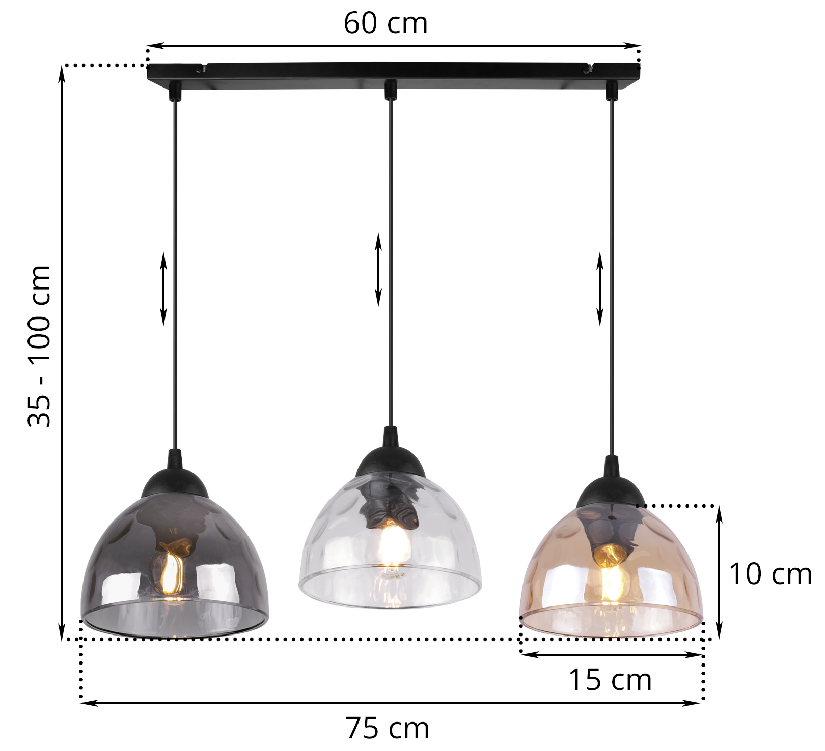 Lampa sufitowa wisząca Venice modern 3xE27 klosz półokrągły weilokolorowy Light Home LH - 6