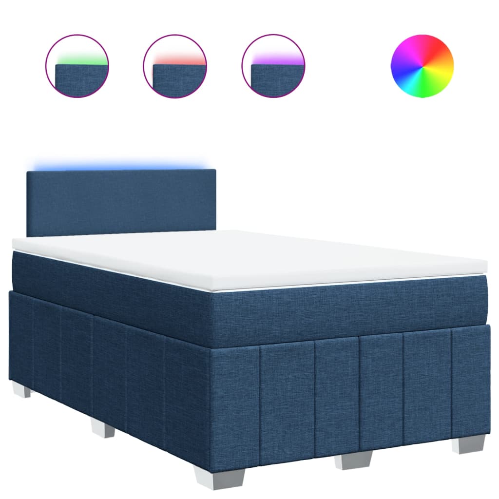 Maison Exclusive - Sommier à lattes de lit avec matelas Bleu 120x200 cm Tissu - 2