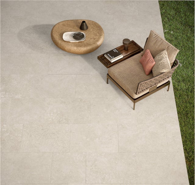 Carrelage extérieur effet pierre naturelle de travertin 60x120 cm MYK-CR SAND (Vendu par boite de 1.44m2)