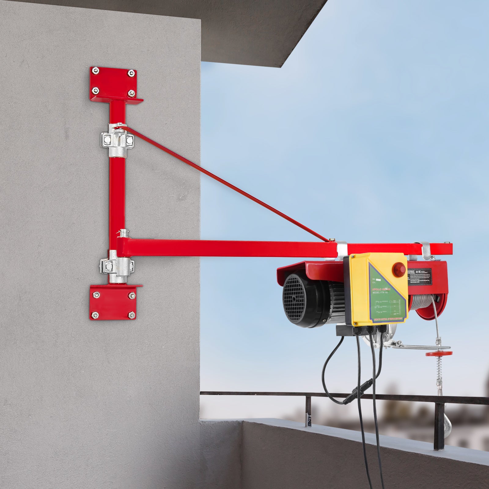 Palan Électrique,VEVOR Charge Double Câble 1000 kg,Télécommande Filaire 4,2 m et Sans Fil 100 m,Hauteur Levage Câble Simple 12 m,Arrêt Urgence - 8
