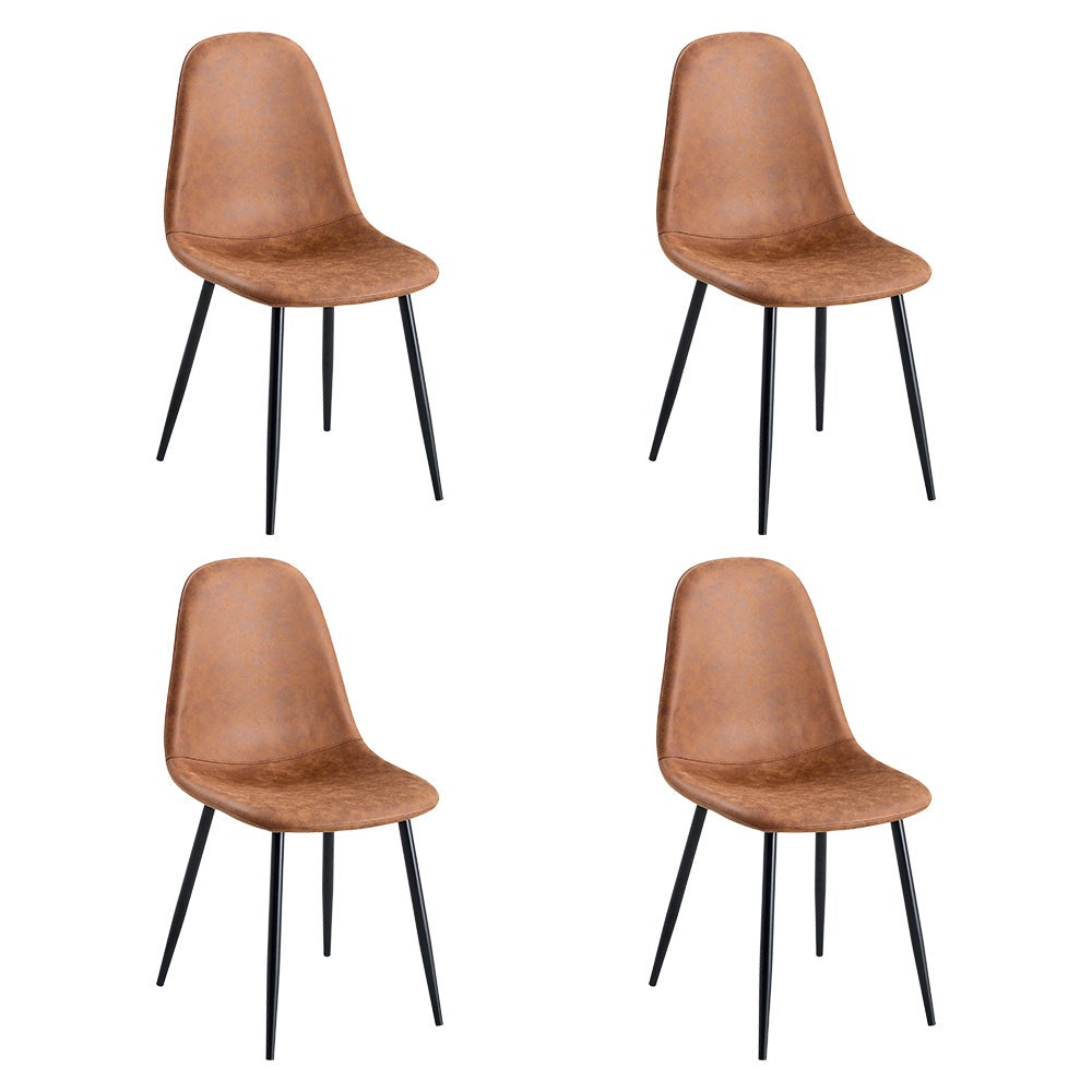 TEENO Lot de 4 chaises de salle à manger, Avec pieds en métal, marron - 2