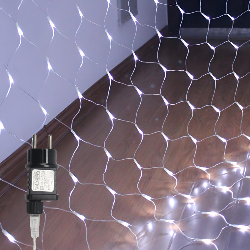 Siatka świetlna LED 300 diod LED 4,5 m x 1,6 m 8 trybów Wodoodporna Energooszczędna Ściemnialna Nadaje się na imprezy Chłodna biel