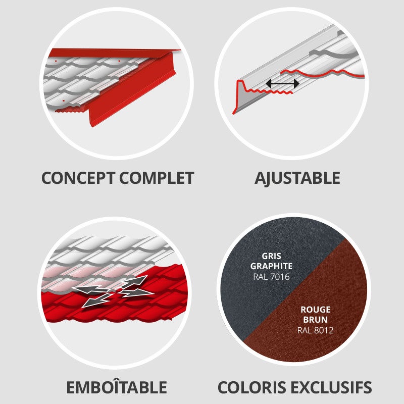 Tôle imitation tuile emboîtable - BACACIER Tuile R Area® | 1178 x 912 mm - 1.00 m² Brun mat - 3