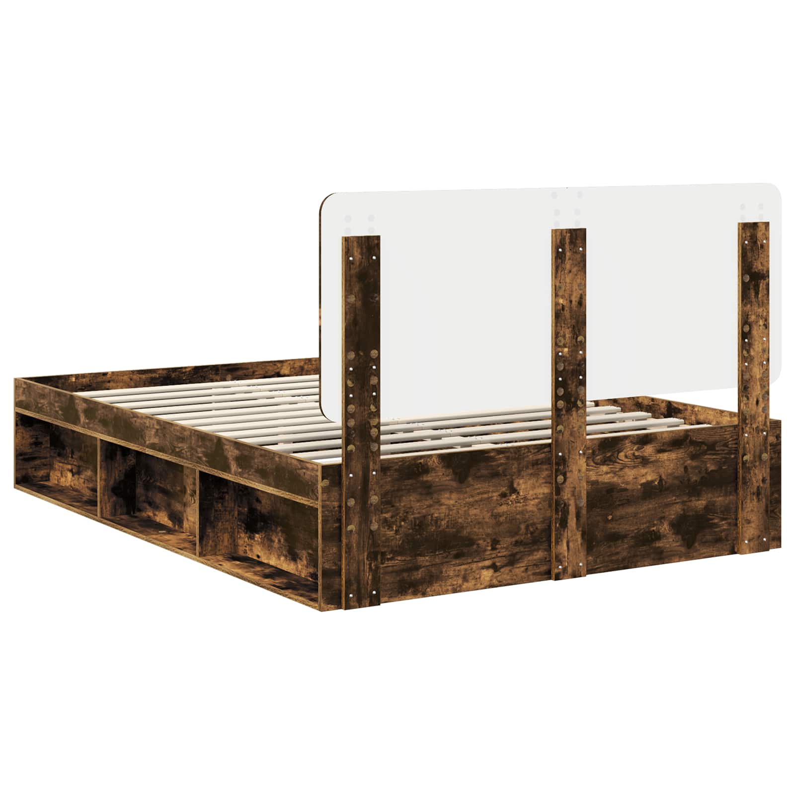 Cadre de lit chêne fumé 140 x 190 cm en bois de pin massif - 9