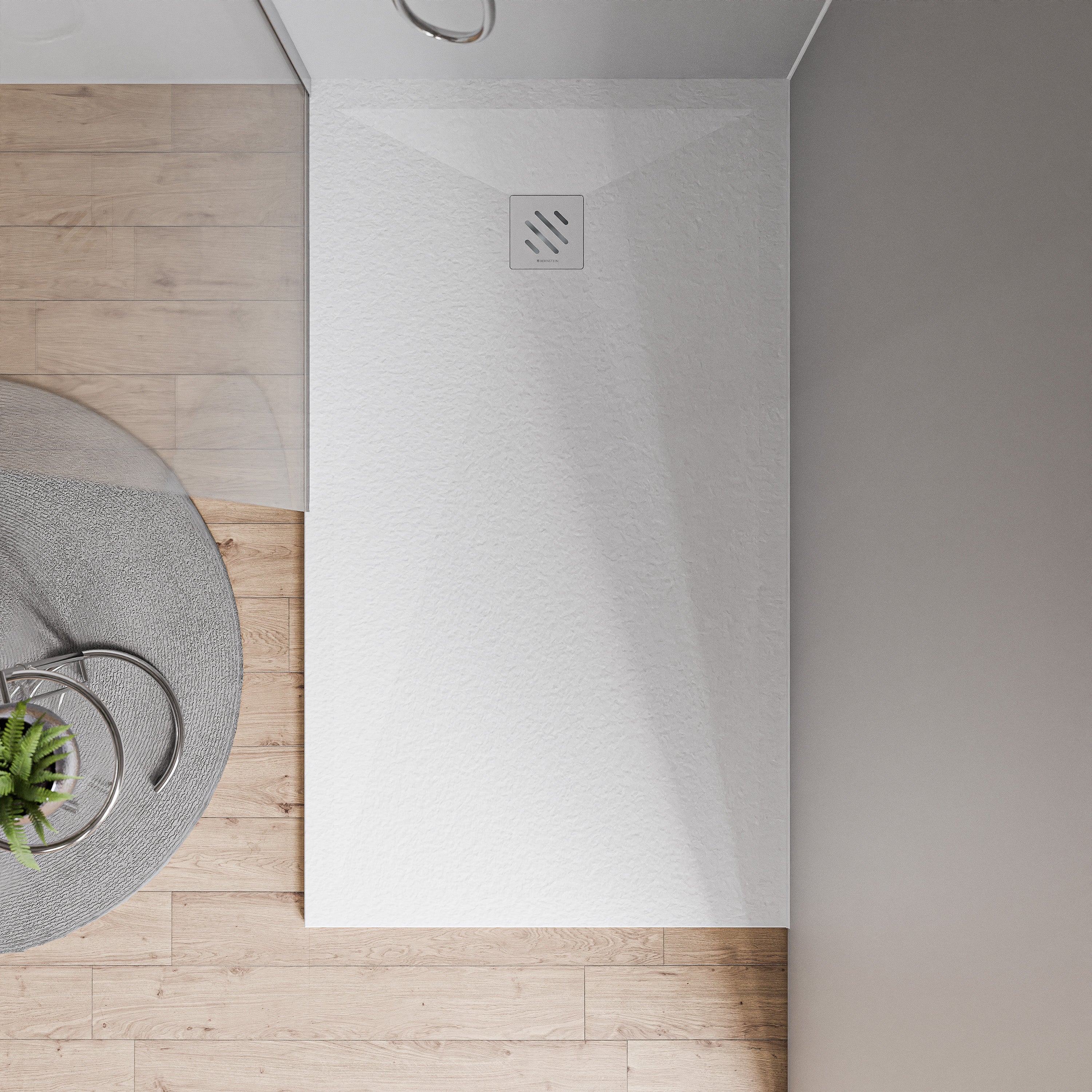 Bernstein Brodzik płaski VIREO odlew mineralny 120x80 cm biały mat + zestaw odpływowy i syfon - 2