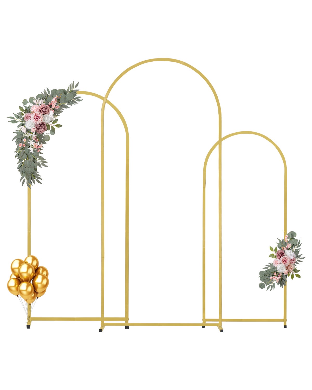 Asee'm - Juego de 3 soportes de arco de metal dorado (7.2 pies, 6 pies