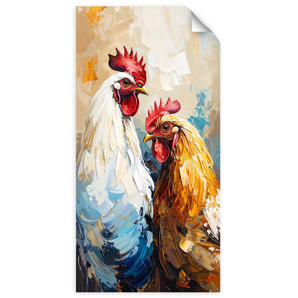 Naklejka na ścianę do pokoju młodzieżowego, Kura Kogut Ptak Zwierzę 100x200