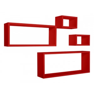 Étagère Murale à Jour Rectangulaire Rouge Sanitec Modèle Regolo - Fibre De Bois, 60x17 Cm