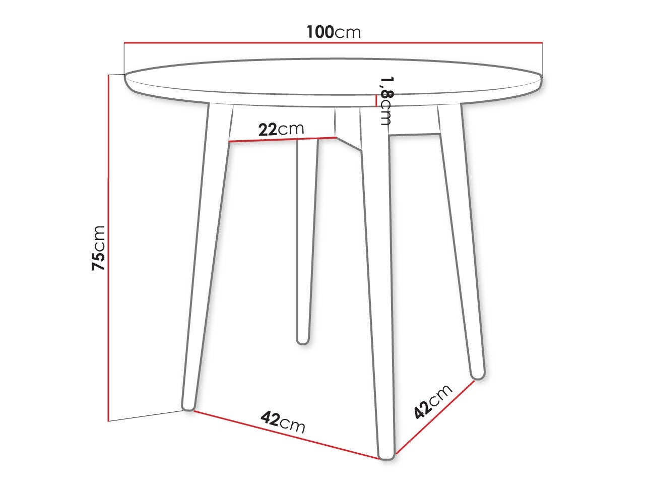 Table Racine 117, Marron, 75cm, MDF, Bois - 2