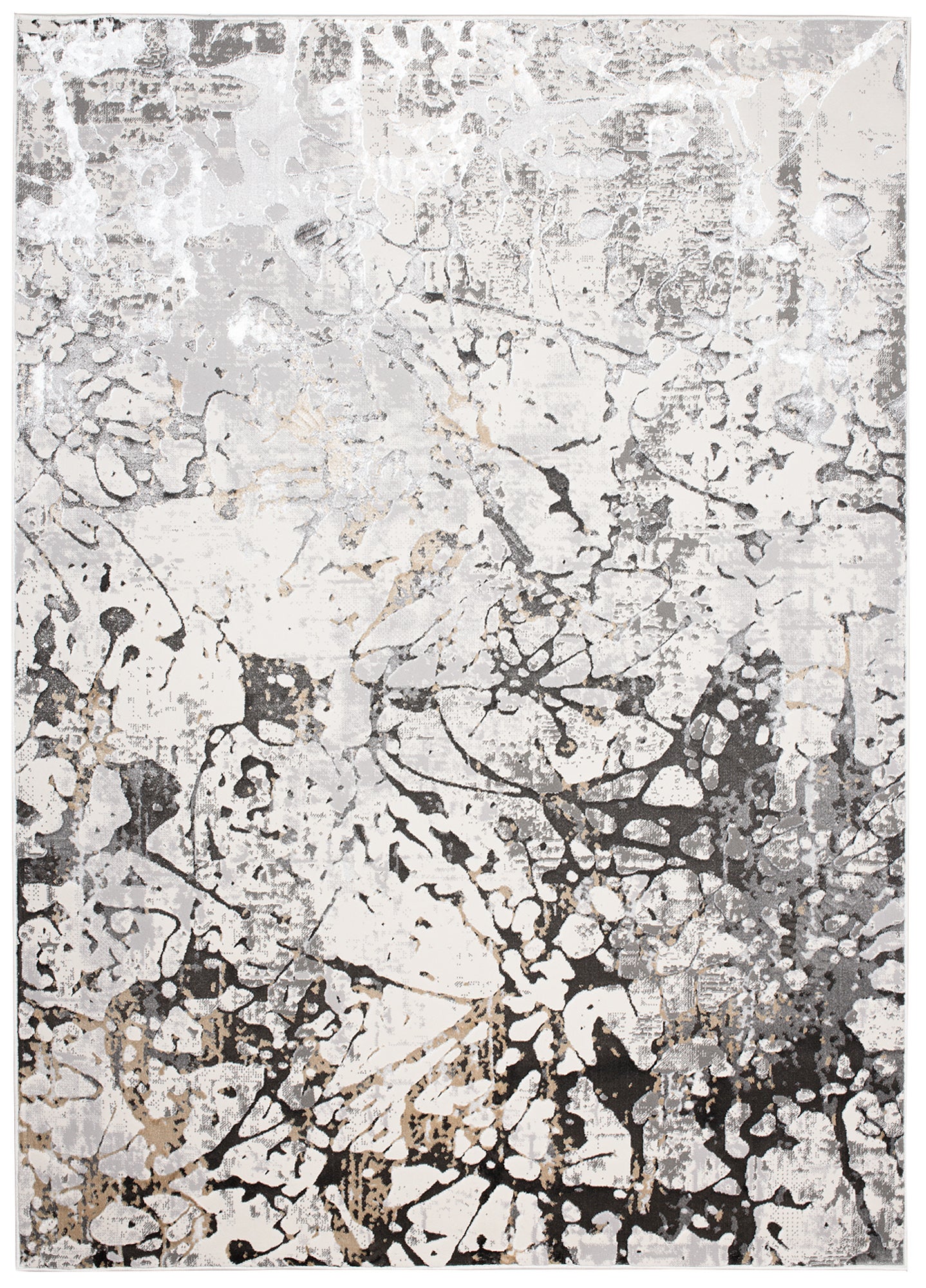 TAPISO Golden Tapis de Salon Moderne Gris Crème Beige Graphite Moucheté Motif Abstrait Doux Poil Court 200 x 300 cm - 2