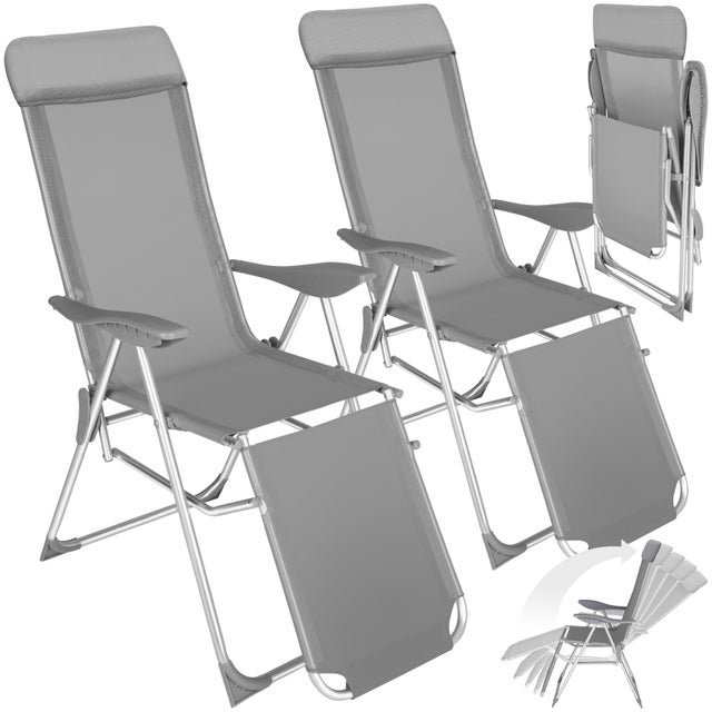 TECTAKE Juego de 2 sillas de jardín de aluminio plegable