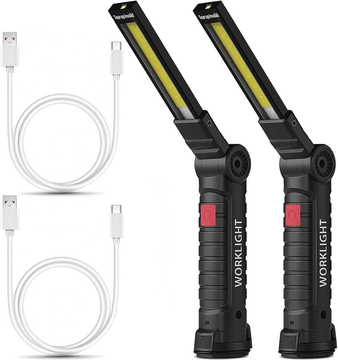 Lampe De Travail LED Rechargeable COB - Pivotante 360° & Aimante - Puissante, Pour Dépannage Auto, Camping, Bricolage