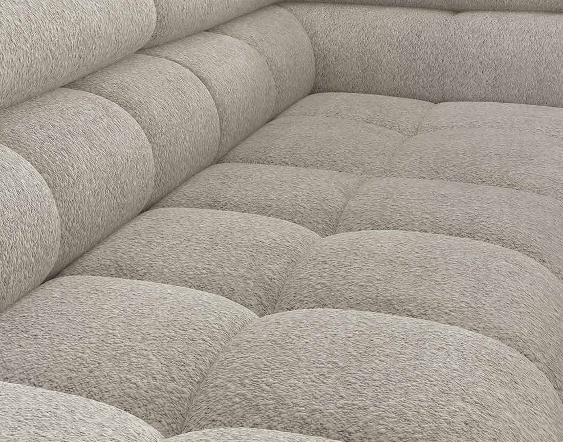 Canapé d'angle droit convertible 5 places en tissu bouclette beige - ELISA - Best Mobilier - 6