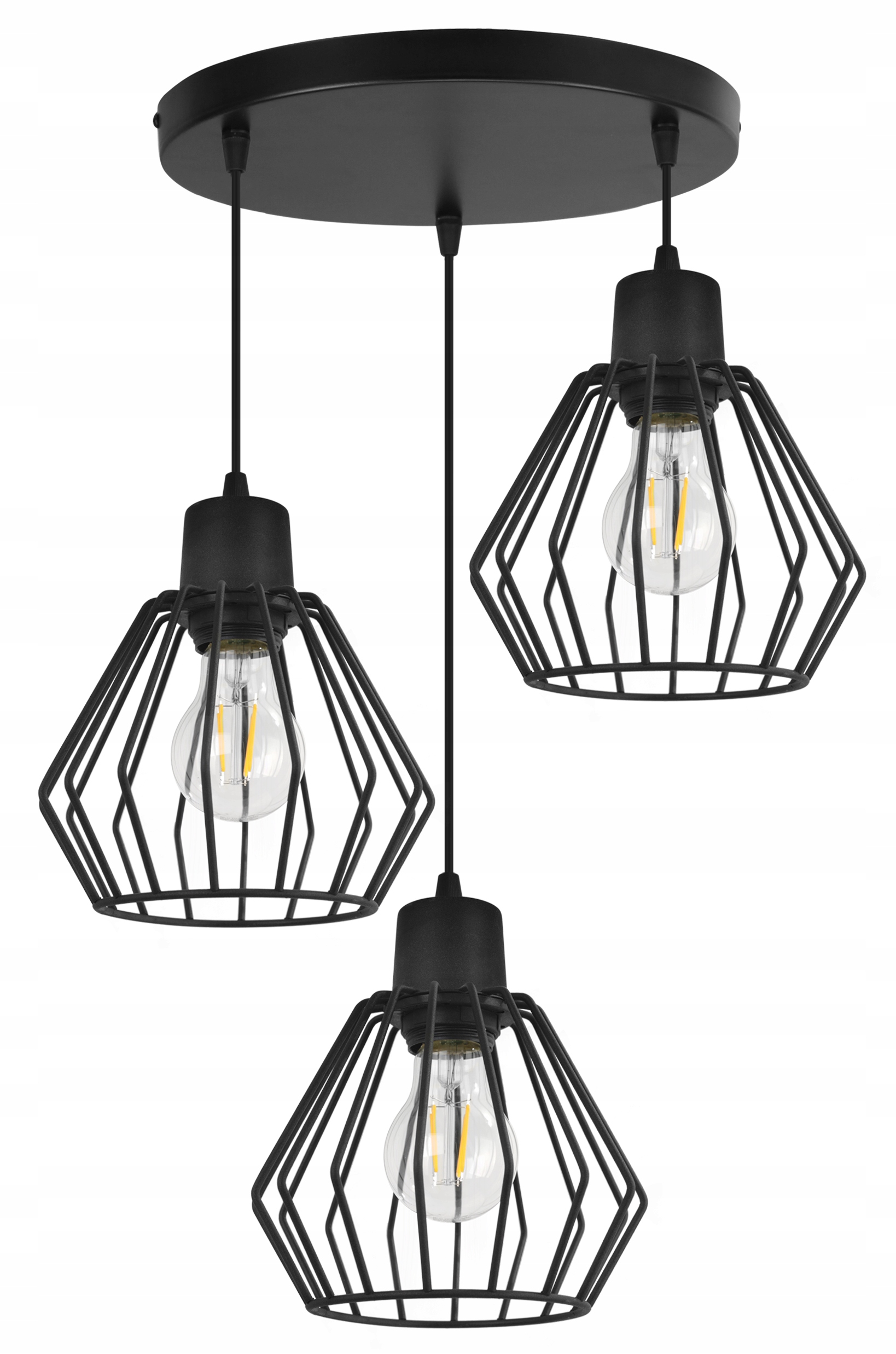 Lampa sufitowa wisząca Nuvola boho 3xE27 abażur geometryczny czarny Light Home LH