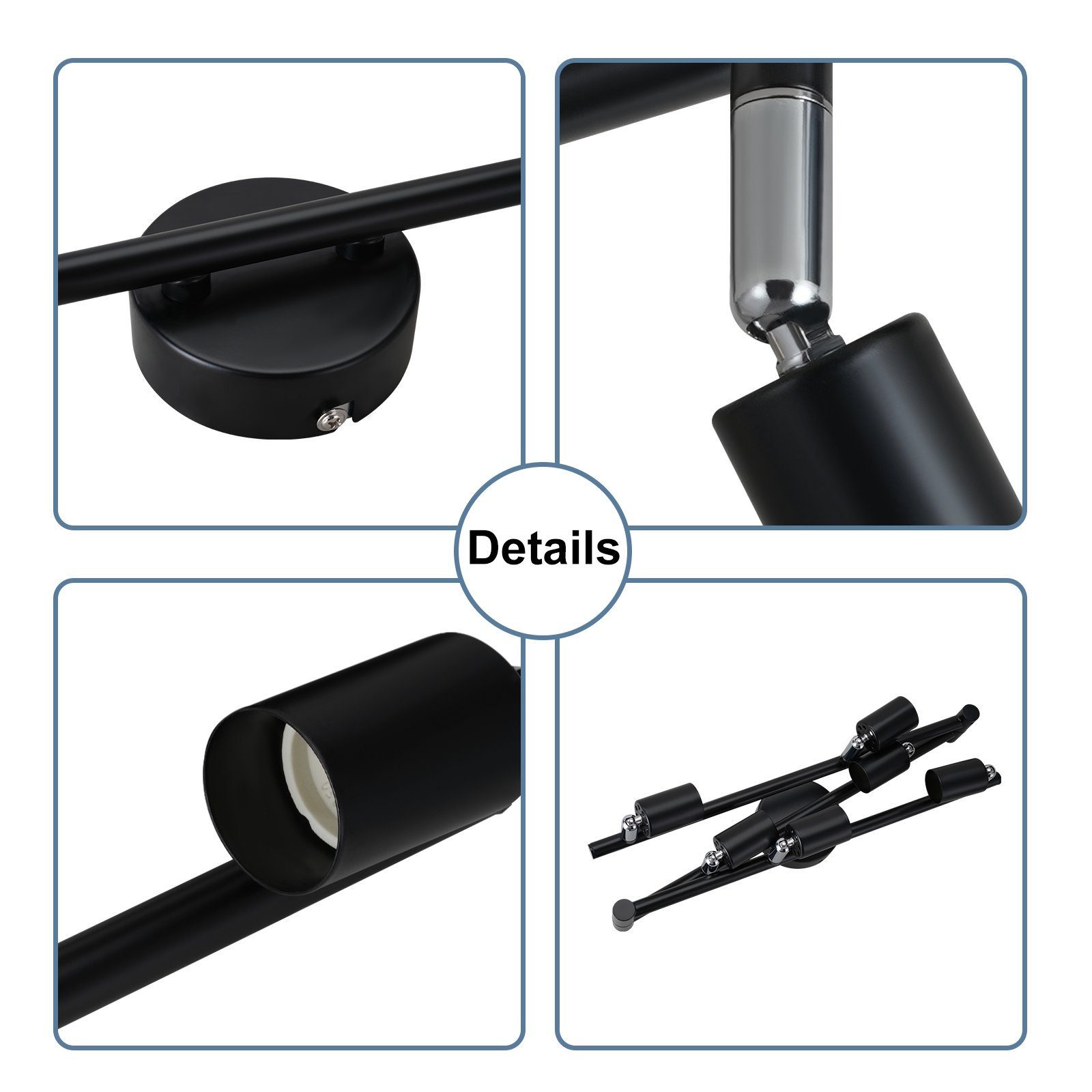 NETTLIFE 6 czarnych metalowych Reflektorowaów sufitowych GU10 regulowanych o 330° do kuchni, salonu, sypialni - 9
