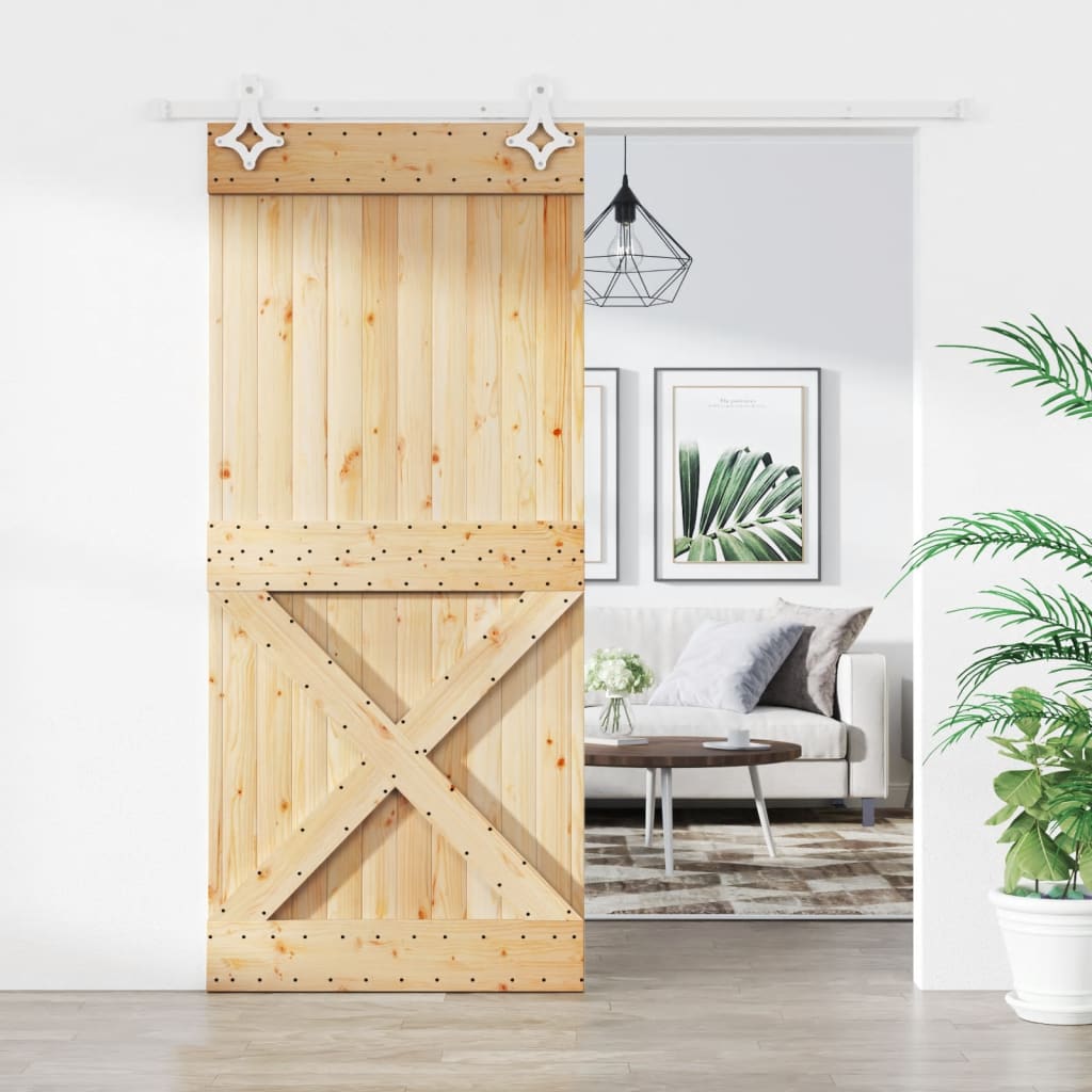 Porte Coulissante Et Kit De Quincaillerie-Porte Intérieure Avec Kit De Montage Complet 90x210 Cm Pin Massif 387471 89808265