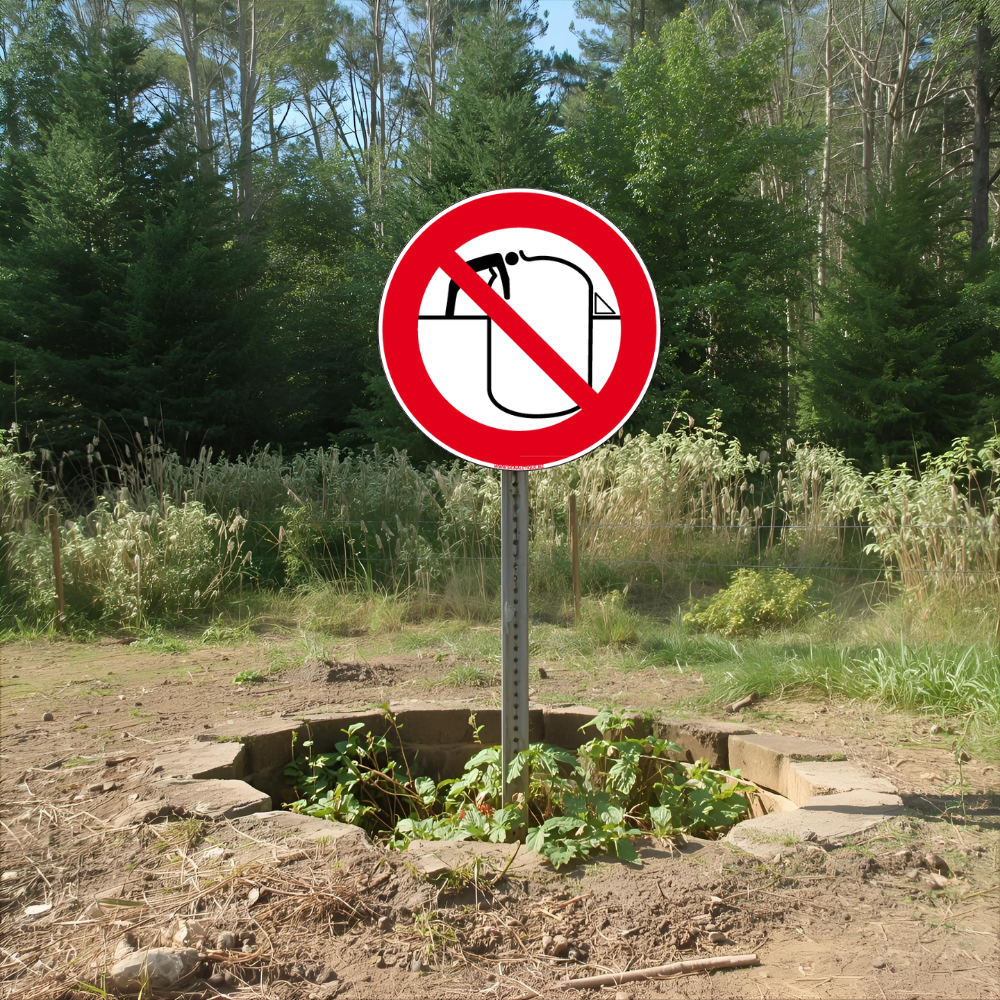 Panneau signalisation interdiction de se pencher au-dessus de la cuve ...