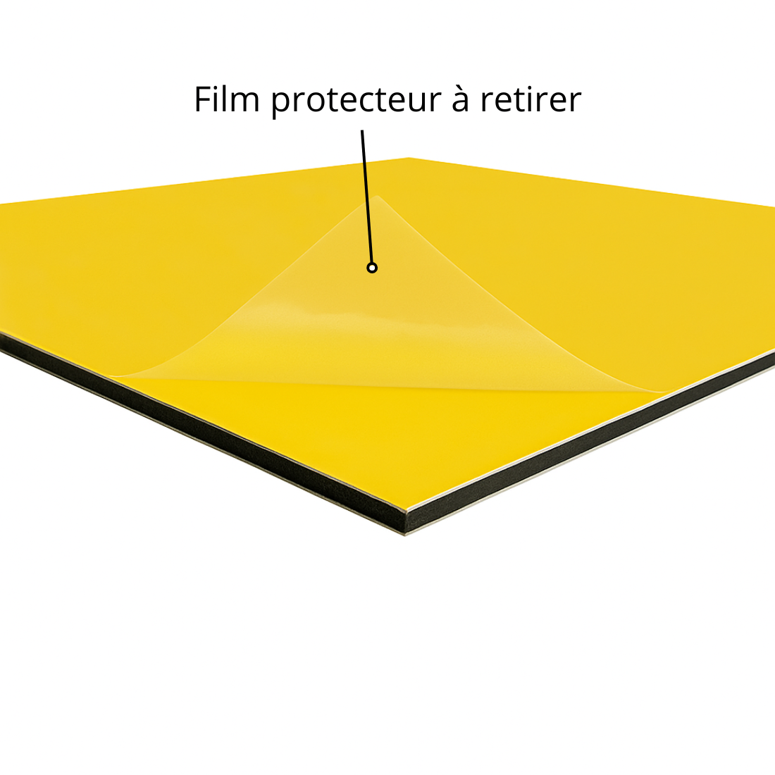 Panneau rond plaque composite aluminium dibond jaune, 550mm (55 cm), Ep.3 mm - 3