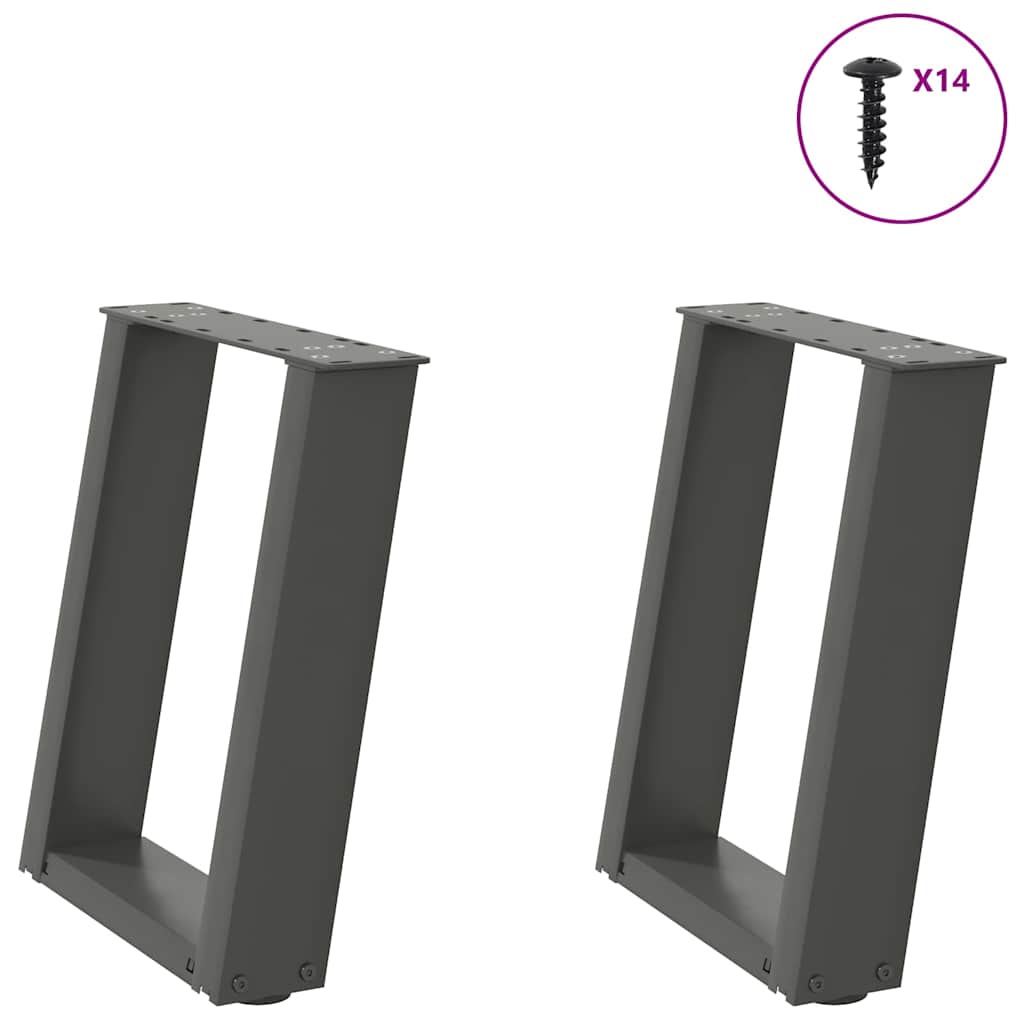 Nogi do stolika kawowego w kształcie litery U 2 szt. Antracyt 38x(42-43) cm Stal vidaXL
