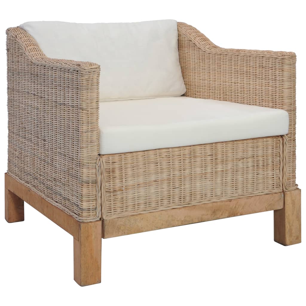 Set divano 3 pezzi con cuscini in rattan naturale 02_0019105 - 2
