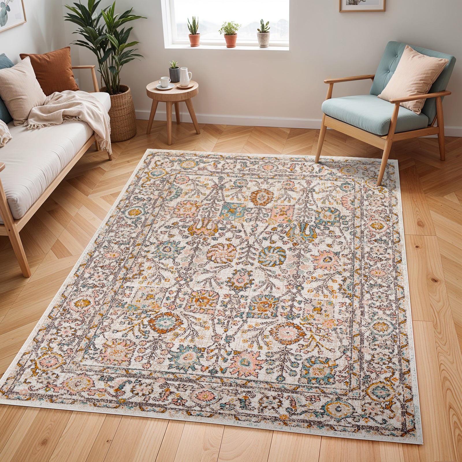 LIVABLISS Tapis Vintage Oriental Rose/Blanc 200x275 cm Amira - 6