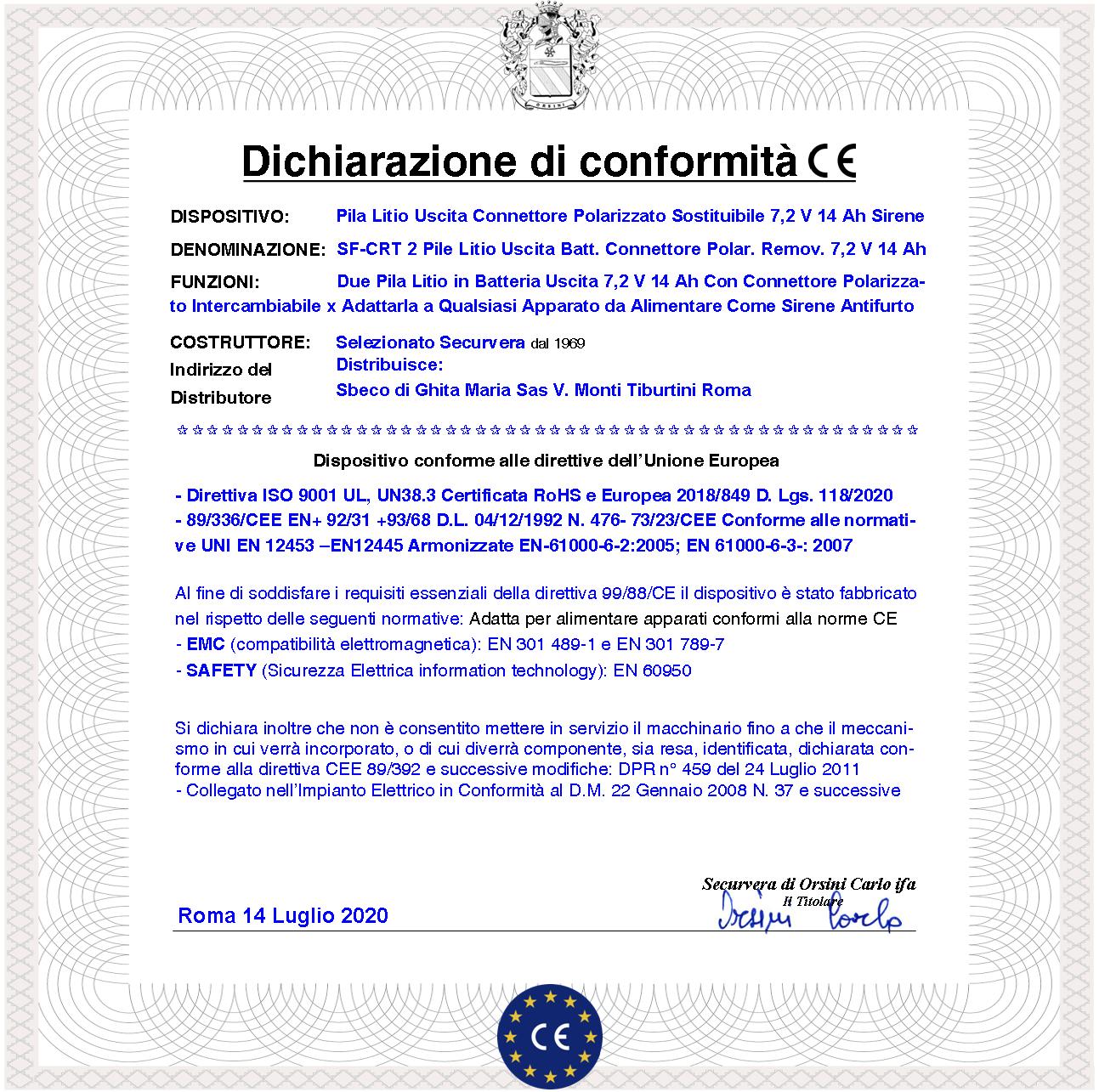 Pacco 2 Pile litio ER34615M 7,2 V 13 Ah Batterie Non Ricaricabili Ricambio Compatibile Sirena Radio Connettore Polarizzato Sostituibile Dimensioni H62 - 2