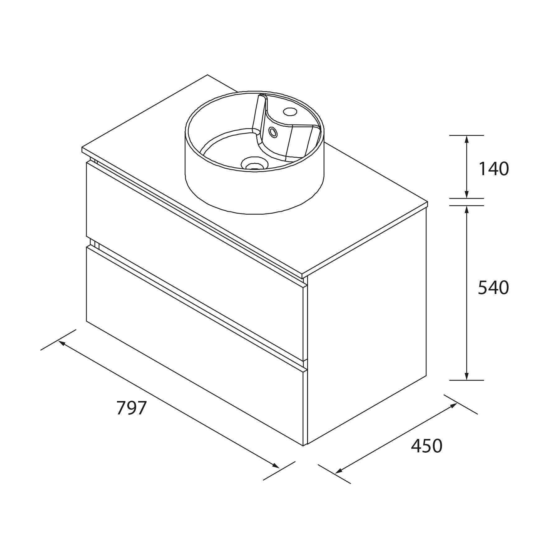 Meuble de salle de bain BEQUIA 80cm Noyer | Vasque à poser - 5