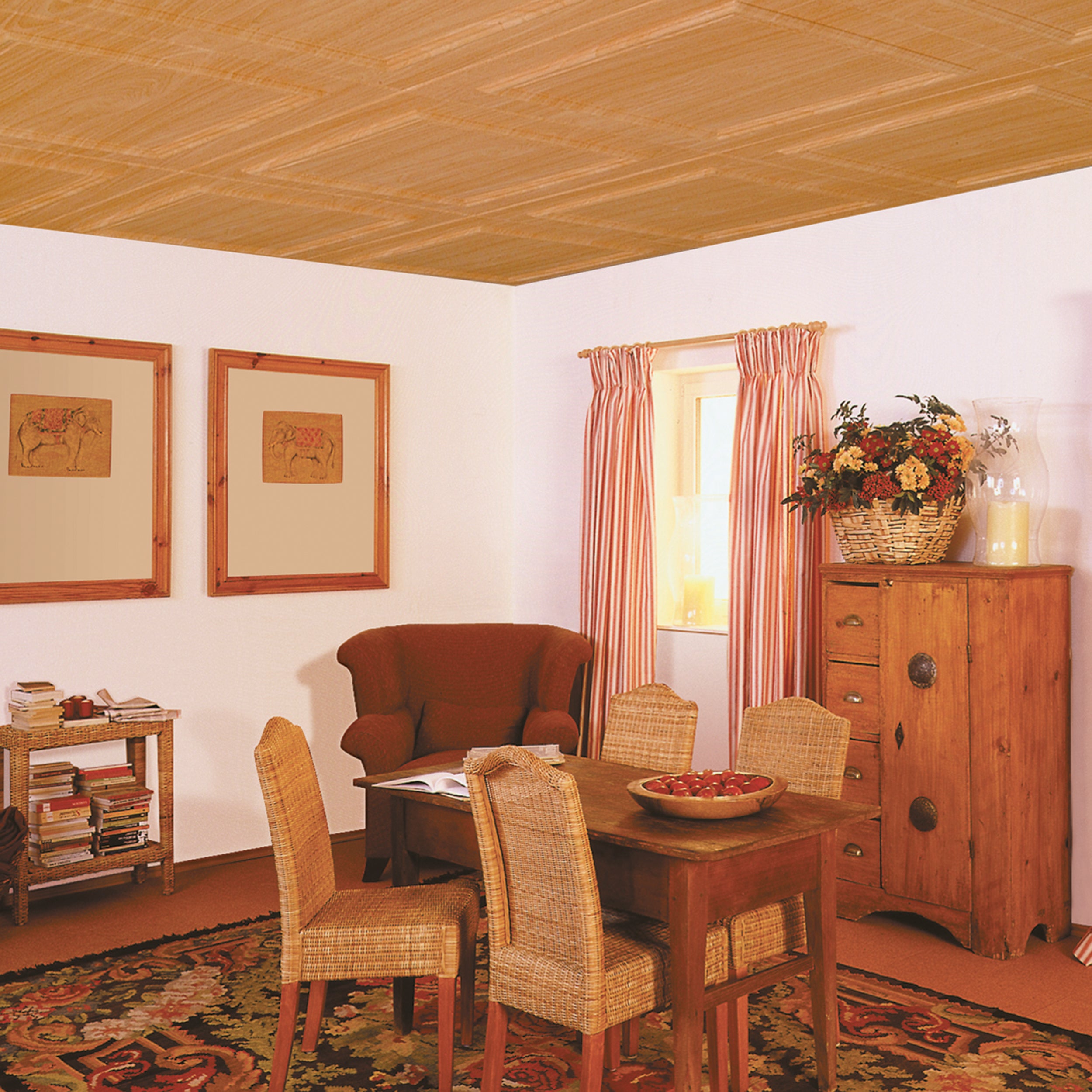 DECOSA Dalle de plafond ATHEN - polystyrène - effet bois-couleur frêne blanc - 50 x 50 cm - 20 sachets (=40 m2) - 5