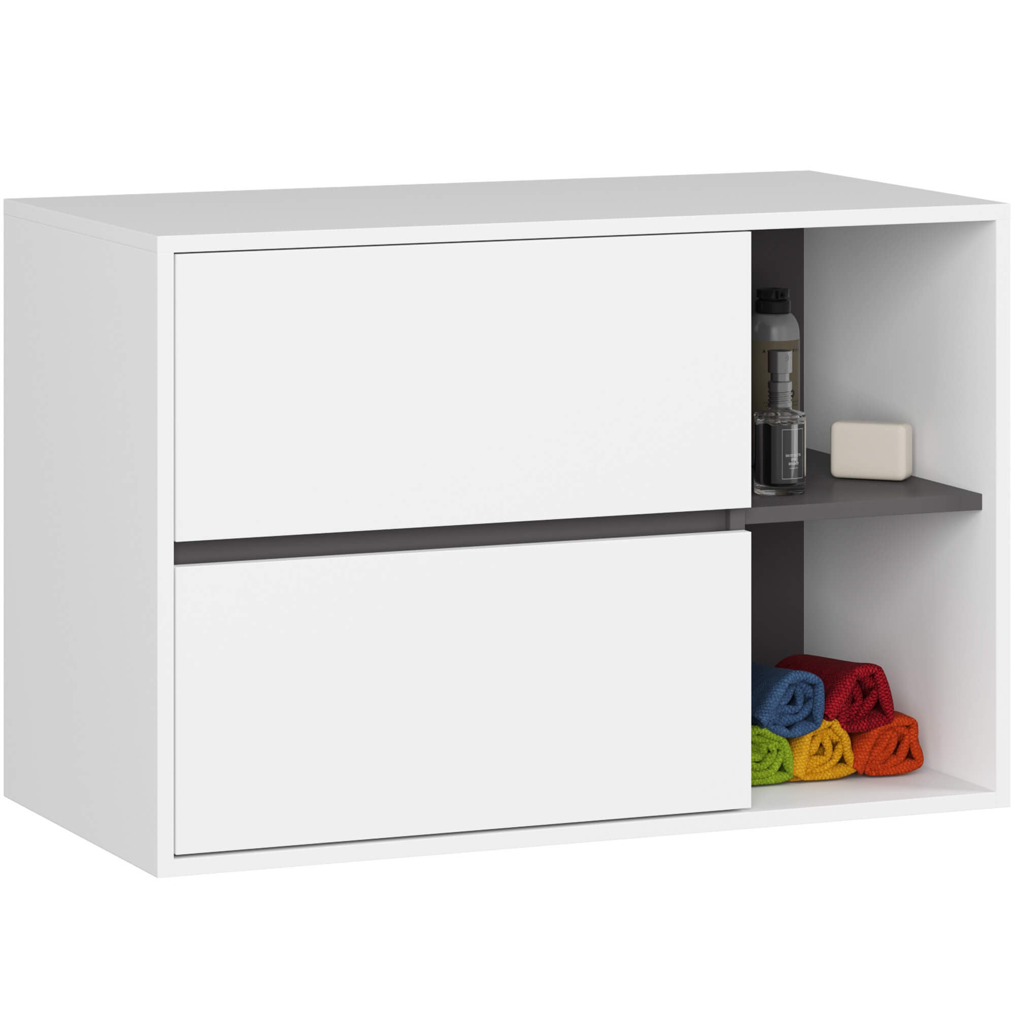 Szafka łazienkowa pod umywalkę AKORD VAMI Biała, Grafit Szary 90 cm 2 szuflady 2 półki 90x60x45,5 cm