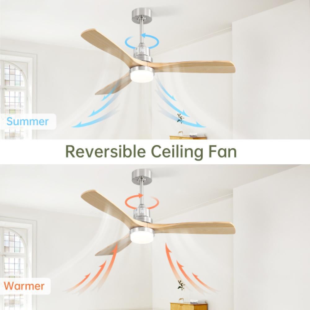 Ventilatore da soffitto 52pollici con illuminazione LED dimmerabile,6 velocità,3 pale in legno e motore DC reversibile per camera da letto e soggiorno - 5