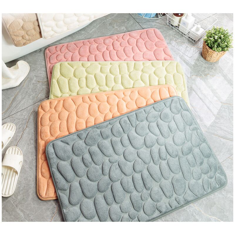 Tapis de sol gaufré en galets, tapis de sol absorbant antidérapant pour entrée de salle de bain (blanc lait, 40 * 60CM) - 3