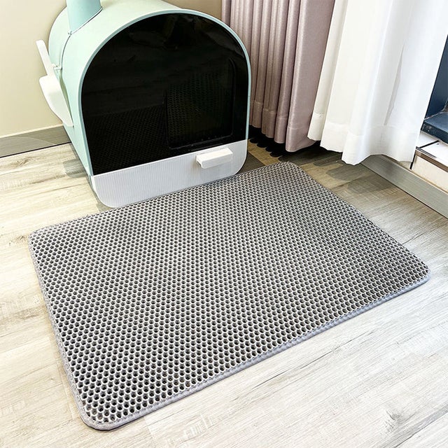 Tapete de areia para gatos cinza 40*50 cm 1 EVA camada dupla colmeia tapete de dilha para areia para gatos tapete antiderrapante para areia para g