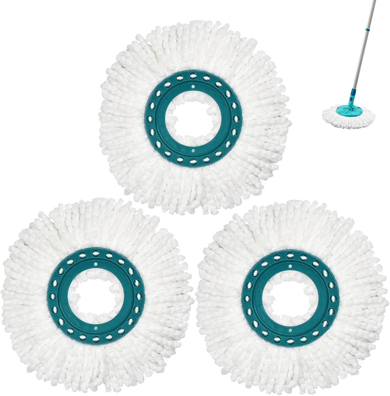 Zestaw 3 wymiennych głowic z mikrofibry kompatybilnych z systemem mopa Clean Twist Disc marki Leifheit