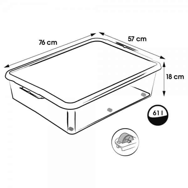 Grande Boîte Plate sous lit à roulettes 61 litres - 4