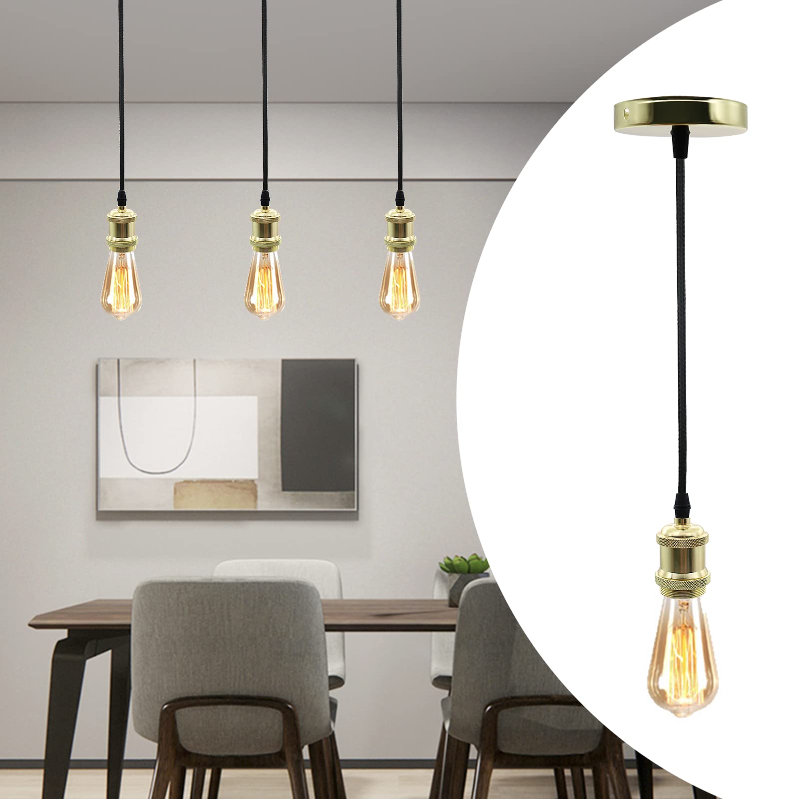 Conjunto de 2 Suspensões de Metal com Cabo de Textil Ajustável 100cm ...